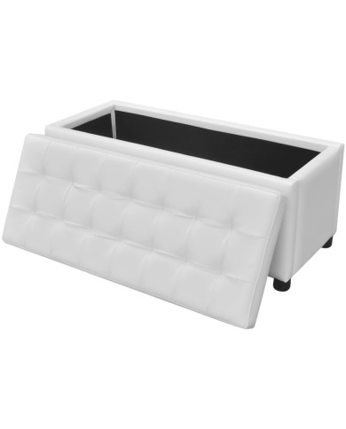Pouf de rangement Cuir synthétique Blanc