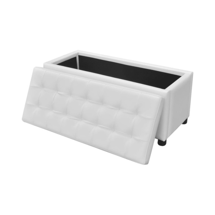 Pouf de rangement Cuir synthétique Blanc