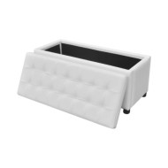 Pouf de rangement Cuir synthétique Blanc
