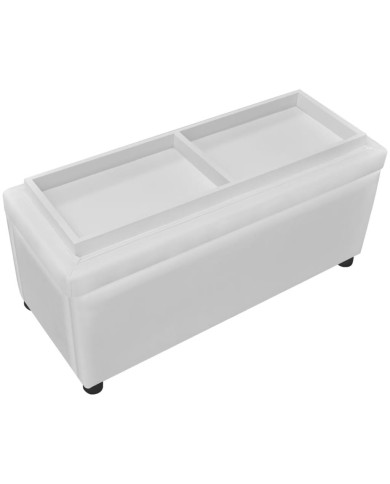 Pouf de rangement Cuir synthétique Blanc