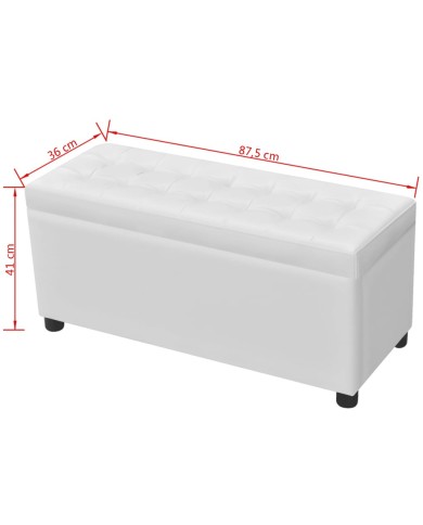 Pouf de rangement Cuir synthétique Blanc