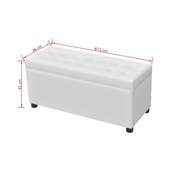 Pouf de rangement Cuir synthétique Blanc