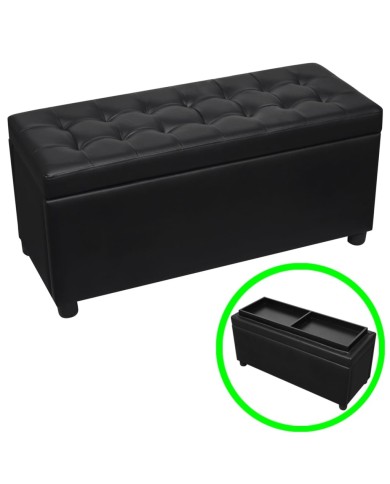 Pouf de rangement Cuir synthétique Noir