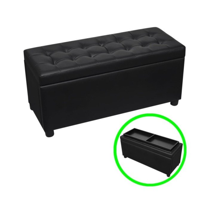 Pouf de rangement Cuir synthétique Noir