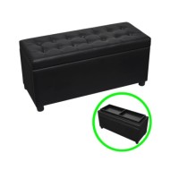 Pouf de rangement Cuir synthétique Noir