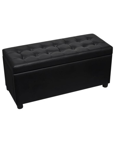 Pouf de rangement Cuir synthétique Noir