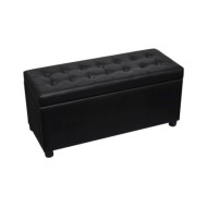 Pouf de rangement Cuir synthétique Noir