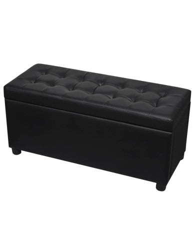 Pouf de rangement Cuir synthétique Noir