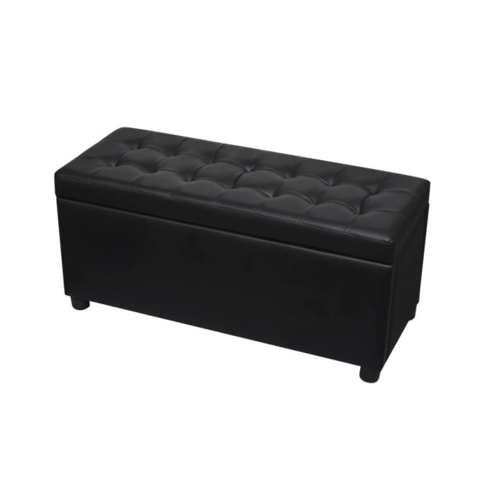 Pouf de rangement Cuir synthétique Noir