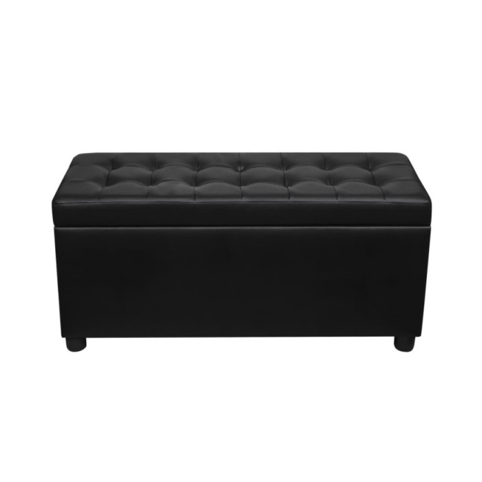 Pouf de rangement Cuir synthétique Noir