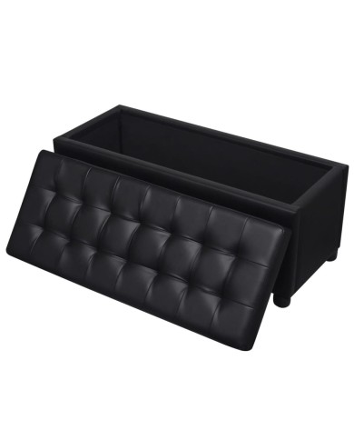Pouf de rangement Cuir synthétique Noir