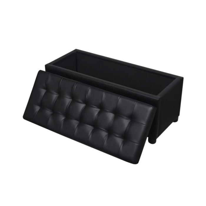 Pouf de rangement Cuir synthétique Noir
