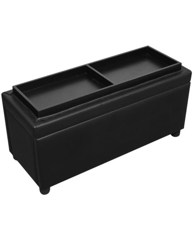 Pouf de rangement Cuir synthétique Noir
