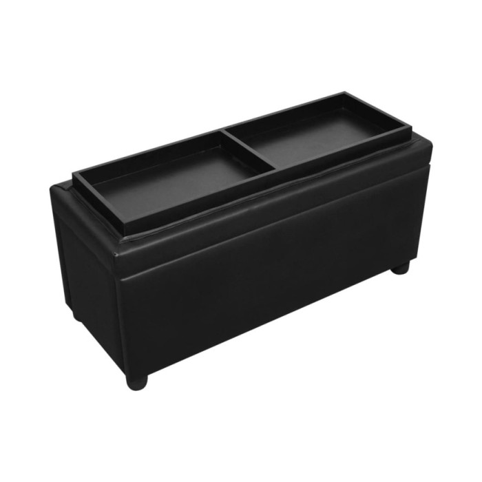 Pouf de rangement Cuir synthétique Noir