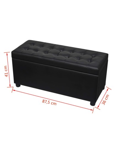 Pouf de rangement Cuir synthétique Noir