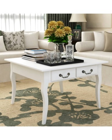 Table basse avec 4 tiroirs Blanc 