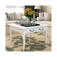 Table basse avec 4 tiroirs Blanc 