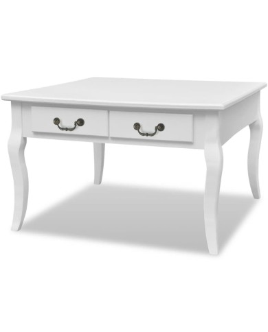 Table basse avec 4 tiroirs Blanc 