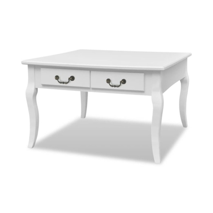 Table basse avec 4 tiroirs Blanc 