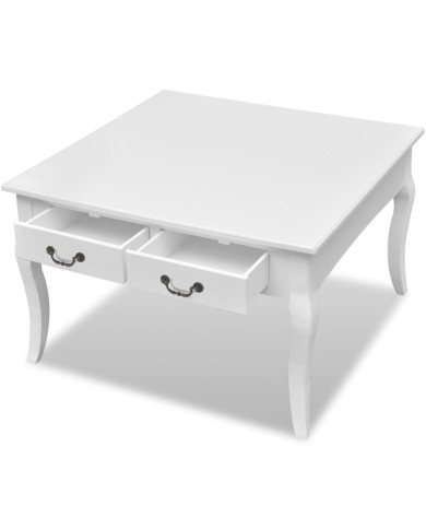 Table basse avec 4 tiroirs Blanc 