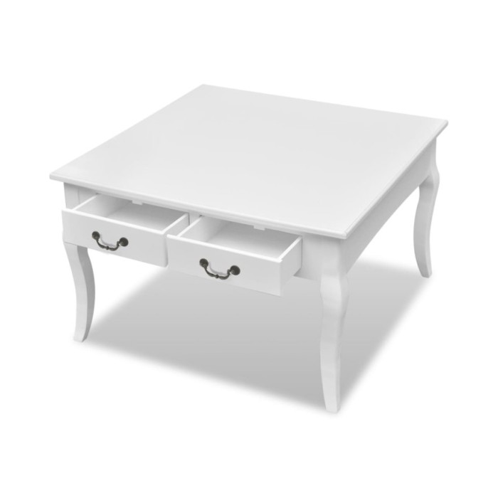 Table basse avec 4 tiroirs Blanc 