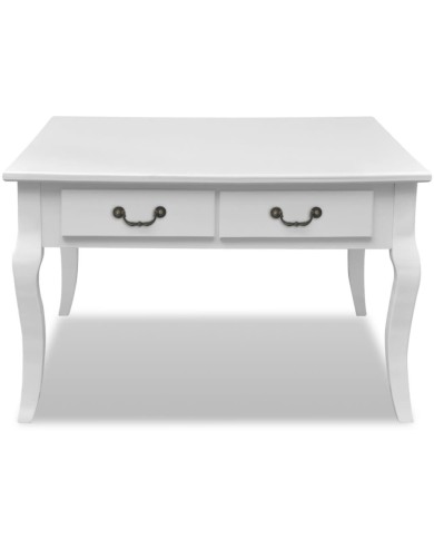 Table basse avec 4 tiroirs Blanc 