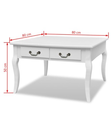 Table basse avec 4 tiroirs Blanc 