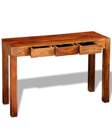 Table console avec 3 tiroirs 80 cm Bois de Sesham massif