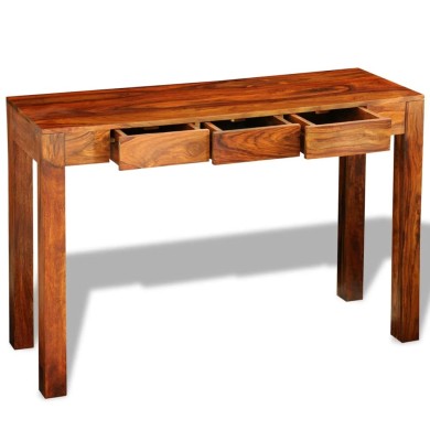 Table console avec 3 tiroirs 80 cm Bois de Sesham massif