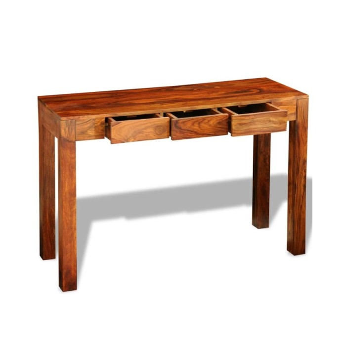 Table console avec 3 tiroirs 80 cm Bois de Sesham massif