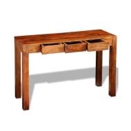 Table console avec 3 tiroirs 80 cm Bois de Sesham massif