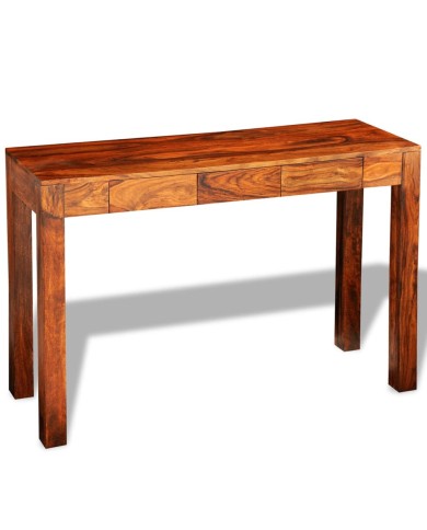 Table console avec 3 tiroirs 80 cm Bois de Sesham massif