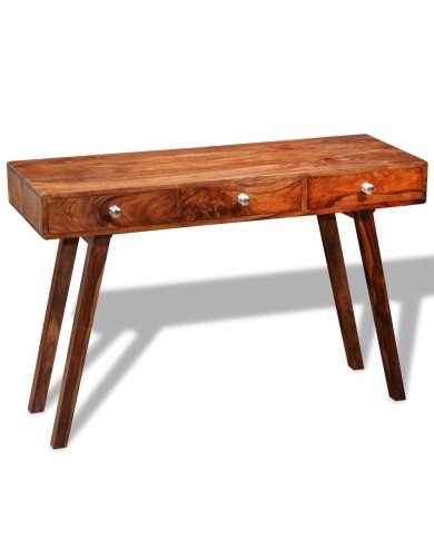 Table console avec 3 tiroirs 76 cm Bois massif de Sesham 