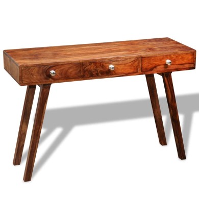 Table console avec 3 tiroirs 76 cm Bois massif de Sesham 