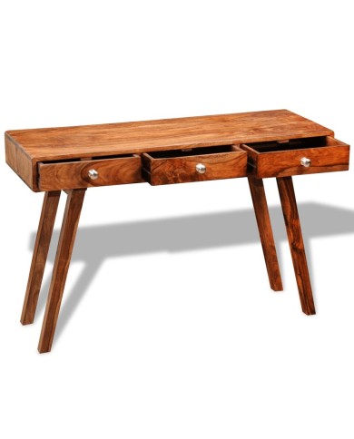 Table console avec 3 tiroirs 76 cm Bois massif de Sesham 