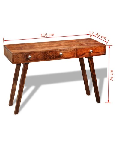 Table console avec 3 tiroirs 76 cm Bois massif de Sesham 