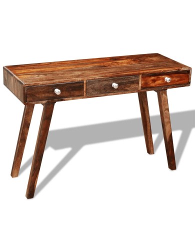 Table console avec 3 tiroirs 76 cm Bois massif de Sesham 