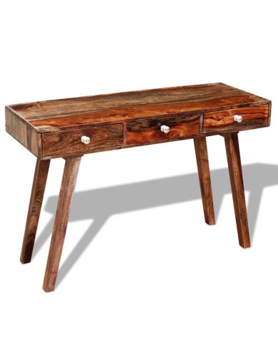 Table console avec 3 tiroirs 76 cm Bois massif de Sesham 