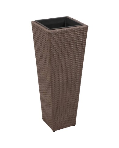 Lits surélevés de jardin 3 pcs Résine tressée Marron