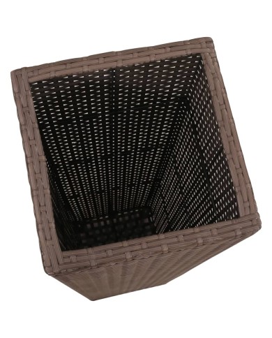 Lits surélevés de jardin 3 pcs Résine tressée Marron