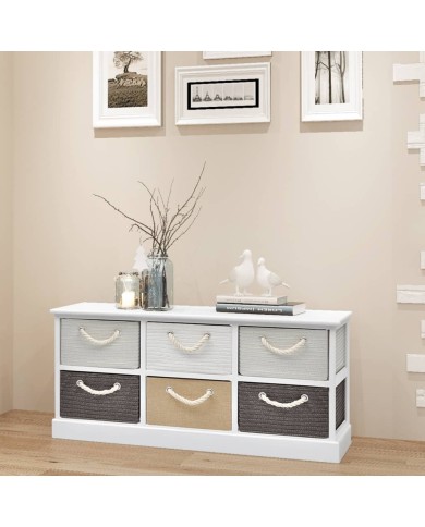 Banc de rangement 6 tiroirs Bois