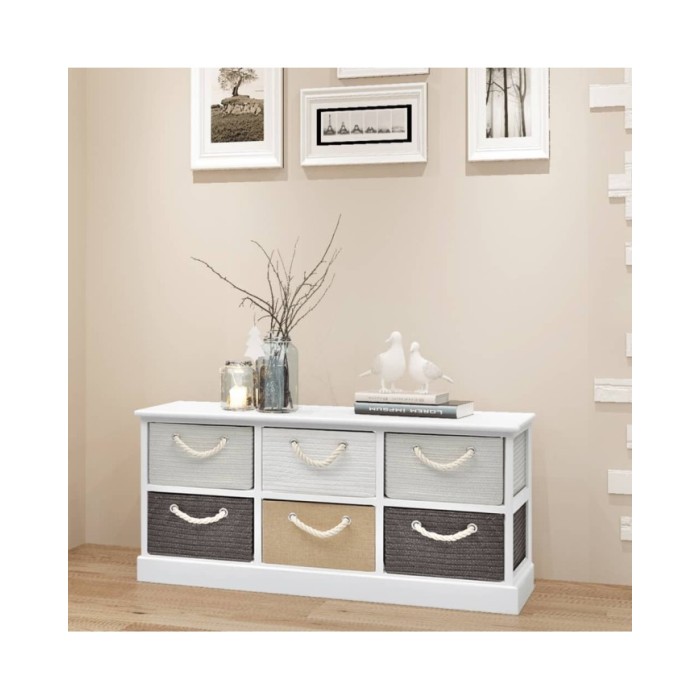 Banc de rangement 6 tiroirs Bois