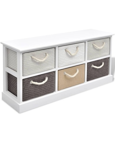 Banc de rangement 6 tiroirs Bois
