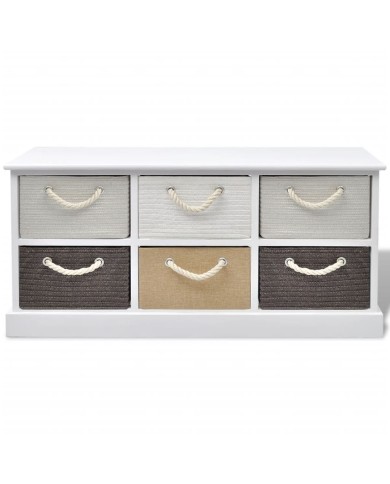 Banc de rangement 6 tiroirs Bois