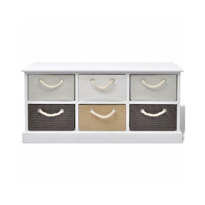 Banc de rangement 6 tiroirs Bois