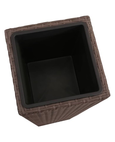Lits surélevés de jardin 3 pcs Résine tressée Marron