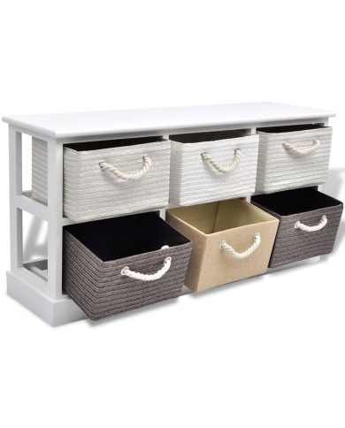 Banc de rangement 6 tiroirs Bois