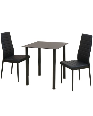 Ensemble de table et chaise de salle à manger 3 pièces noir