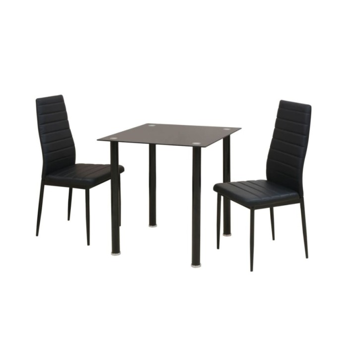 Ensemble de table et chaise de salle à manger 3 pièces noir