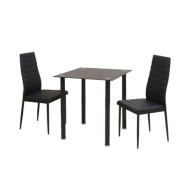 Ensemble de table et chaise de salle à manger 3 pièces noir